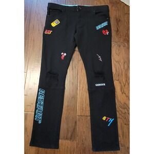 NWT 8ighth DSTRKT Men's Black GRAPHIC&EMBROIDERY SLIM Denim Jeans Size 36x32